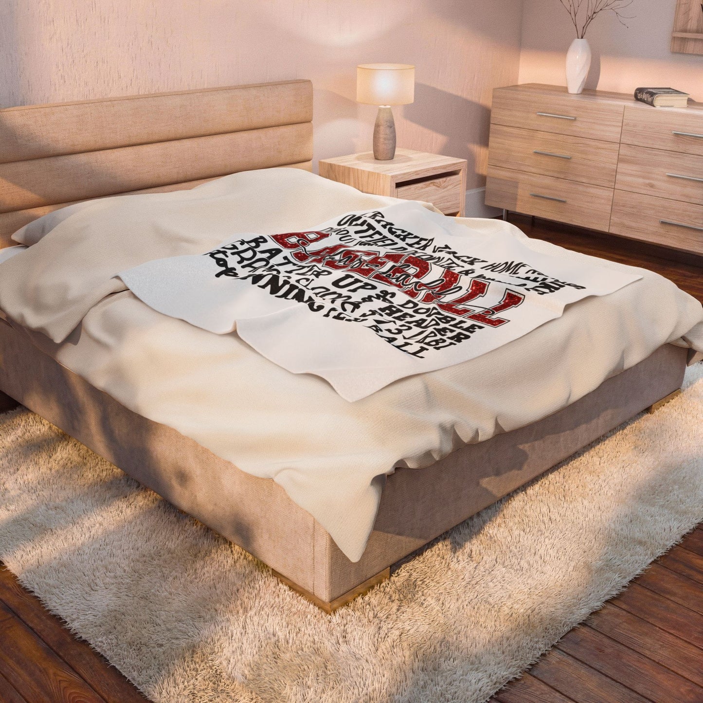 Baseball Word-Art Velveteen Plush Blanket — Cozy Sports Throw for Fans