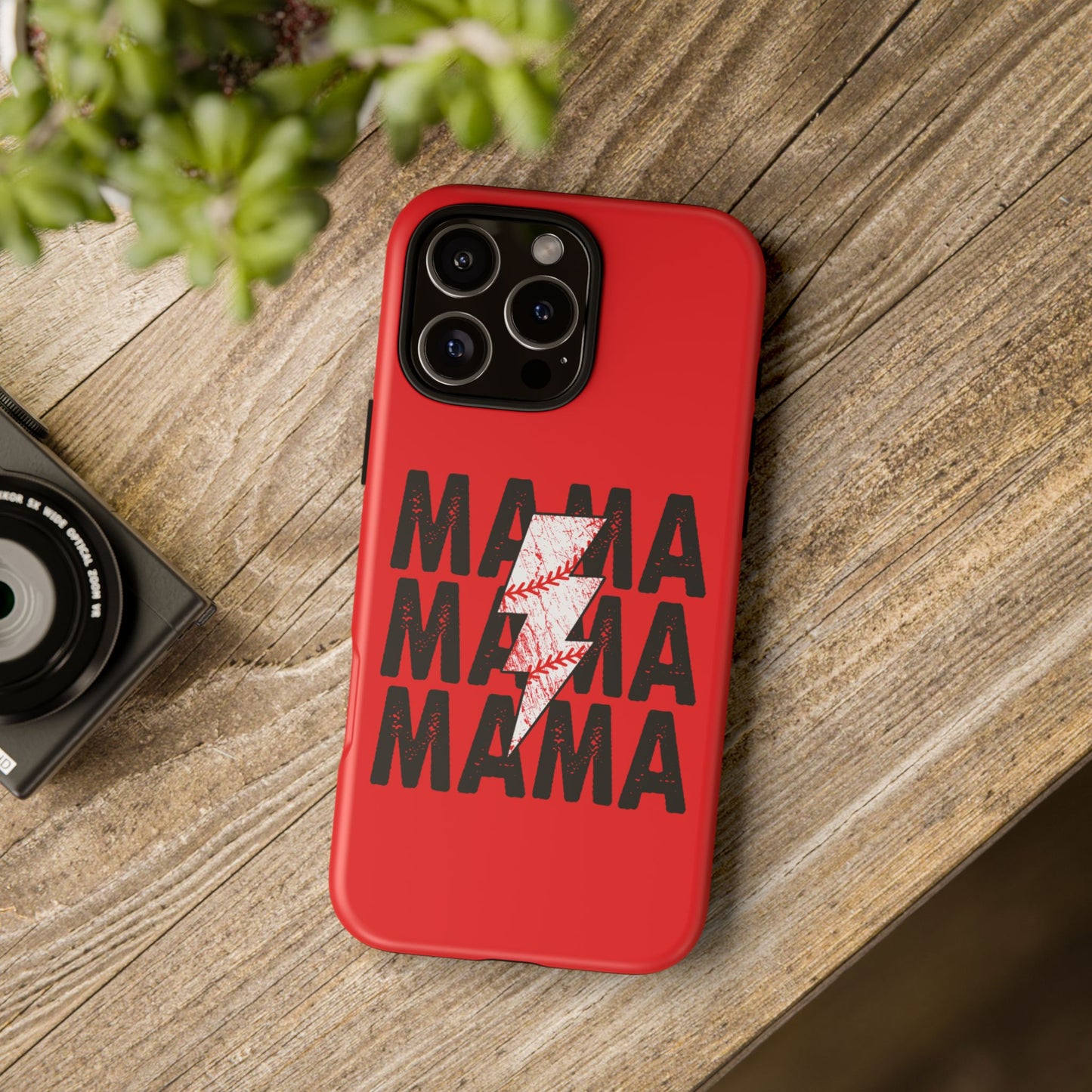 Baseball Mama Lightning Phone Case - Bold Red Design for Moms, Gift for Mother's Day, Birthday, Sports Fans, Tough and Stylish