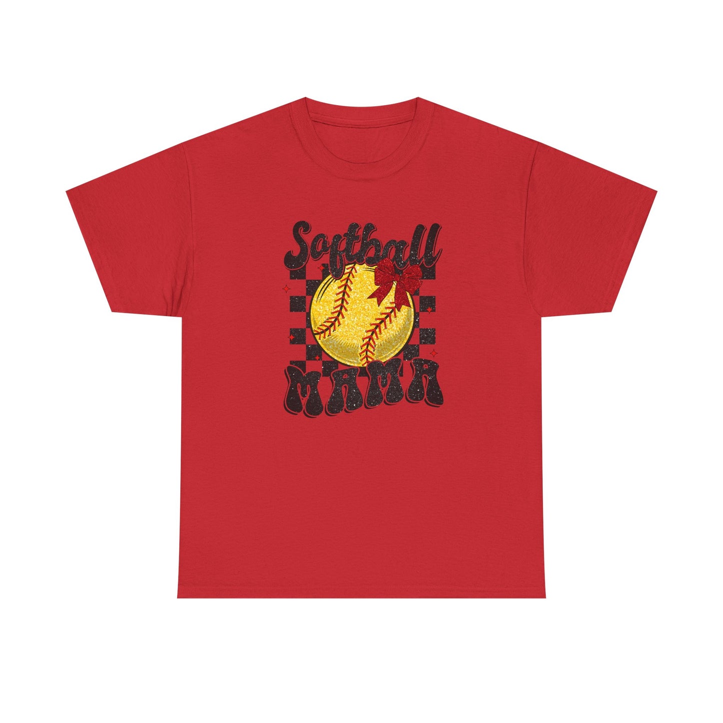 Softball Mama T-Shirt — Retro Checkered Softball Mom Tee