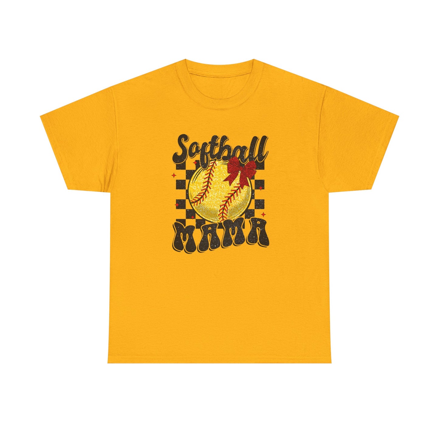 Softball Mama T-Shirt — Retro Checkered Softball Mom Tee