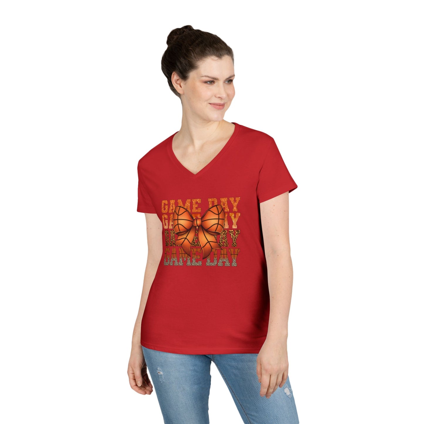 V-Neck T-Shirt Basketball Mom Game Day Shirt