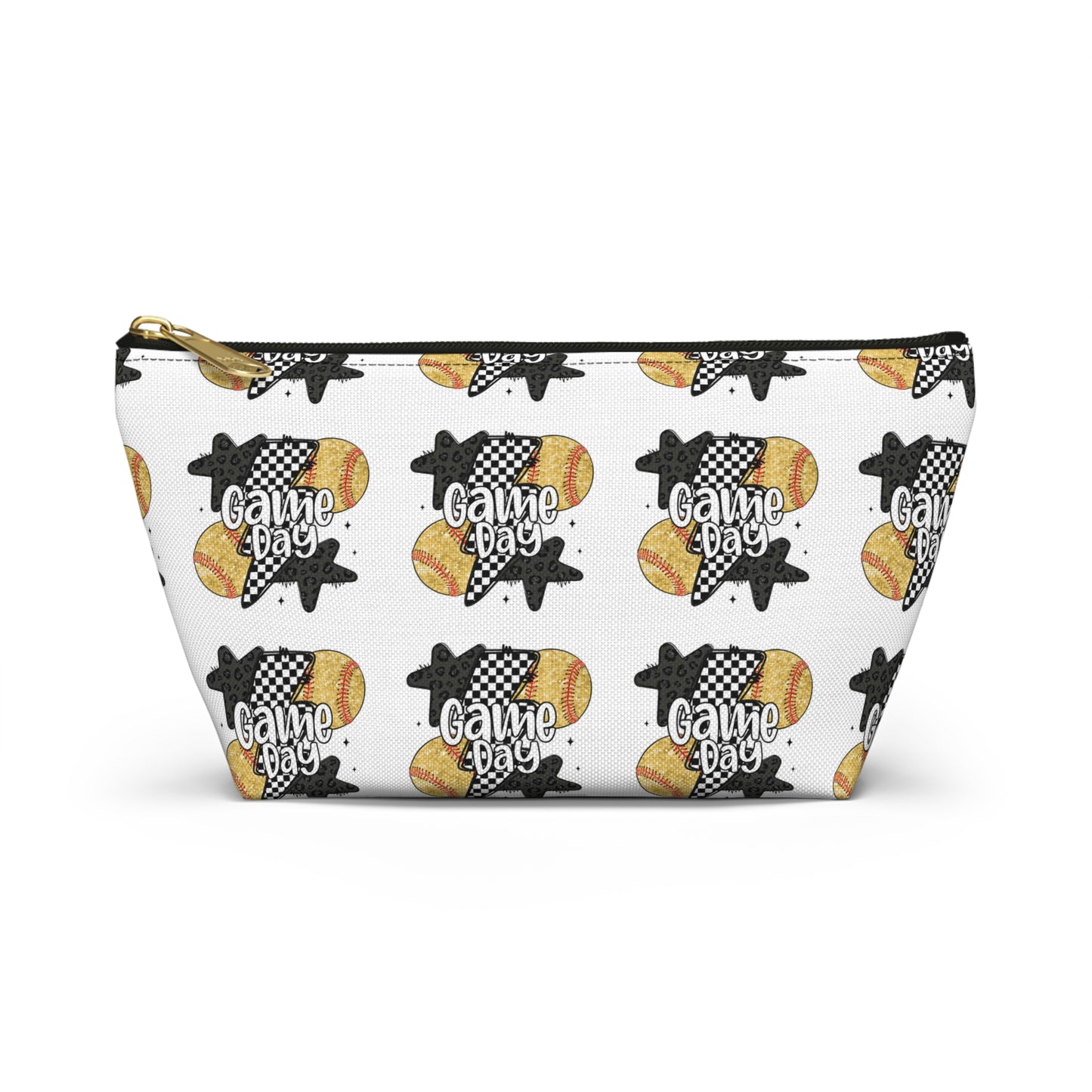 Game Day Accessory Pouch — Sports Ball Pattern Makeup & Travel Zipper Bag