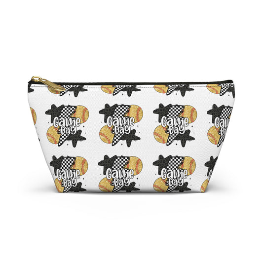 Game Day Accessory Pouch — Sports Ball Pattern Makeup & Travel Zipper Bag