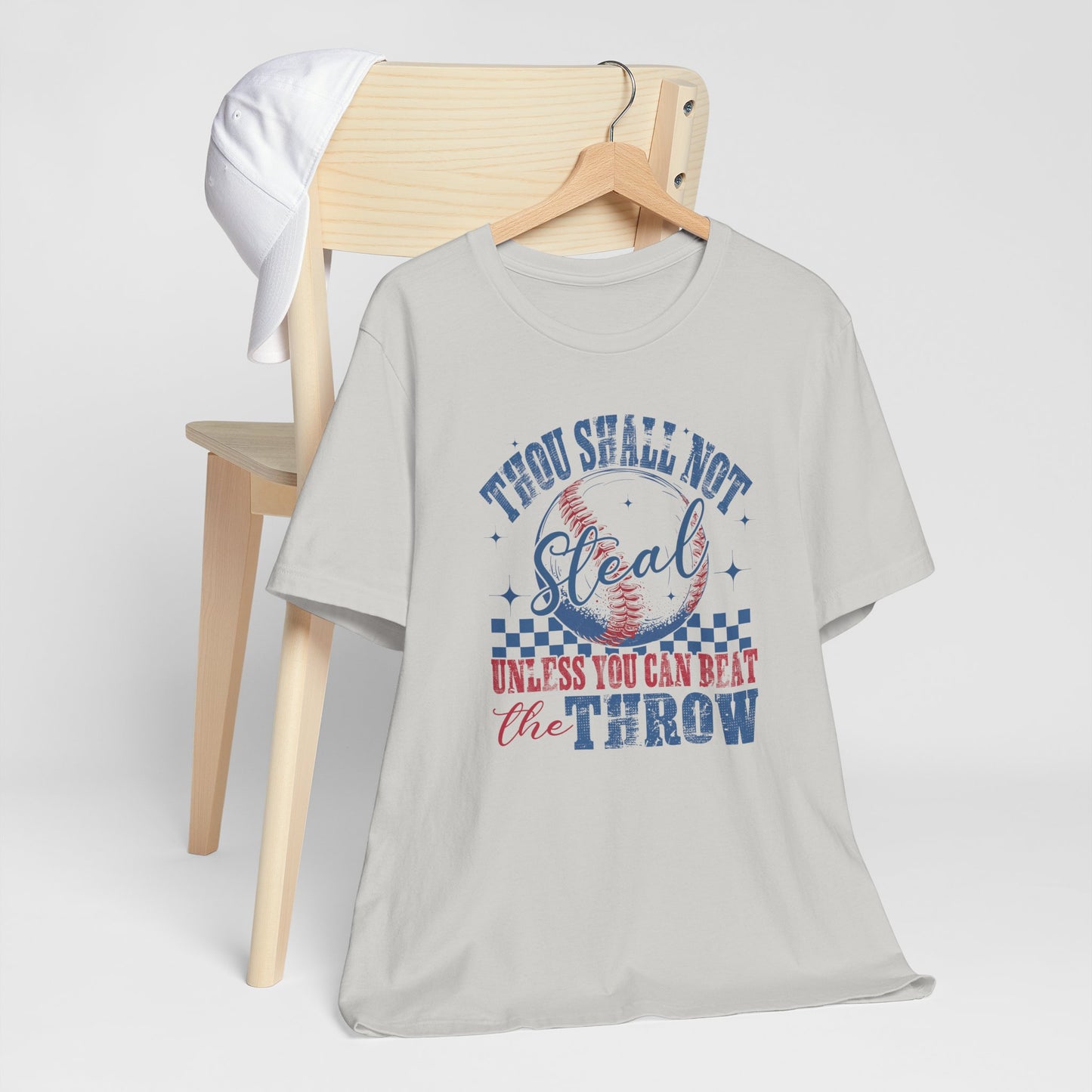 Baseball Tee — "Thou Shall Not Steal Unless You Can Beat the Throw" Vintage Baseball T‑Shirt