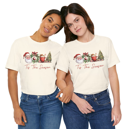 Christmas Tee - 'Tis The Season' Santa & Holiday Icons Short Sleeve Shirt