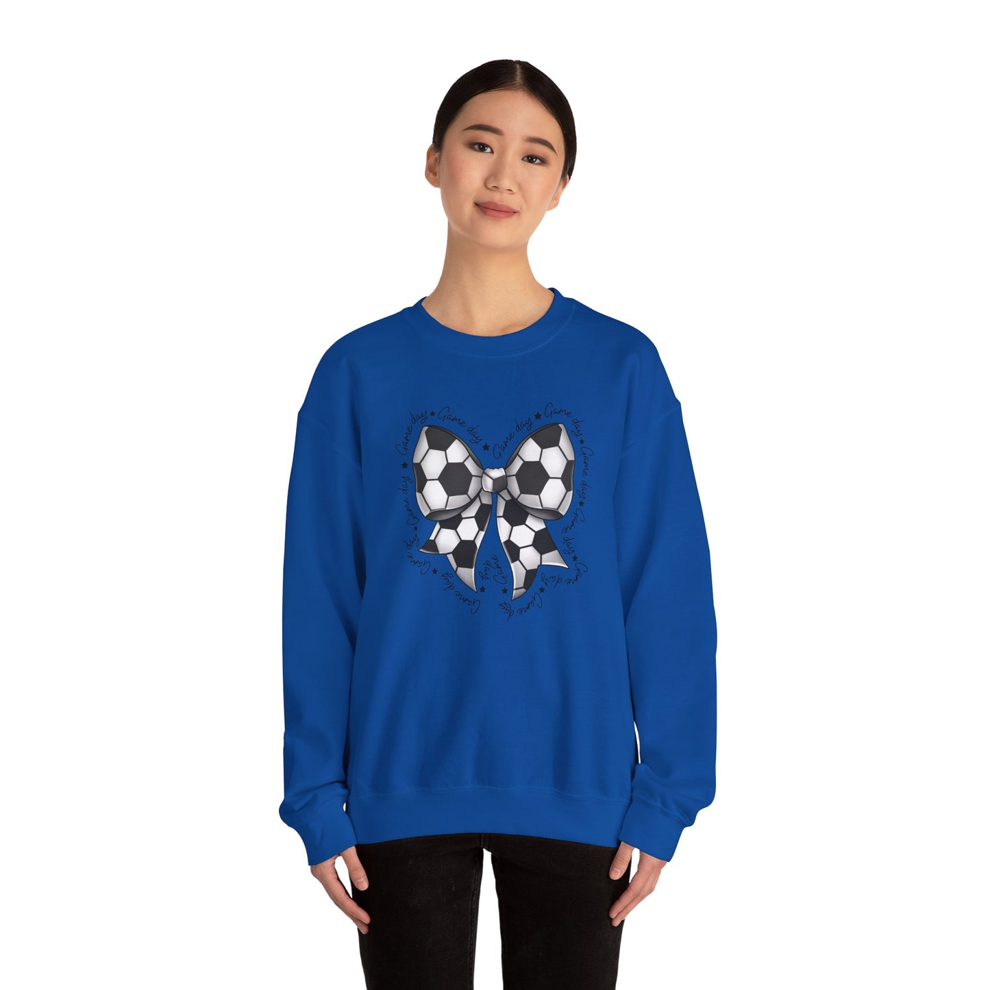 Soccer Bow Crewneck Sweatshirt — Cute Soccer Ball Bow Graphic