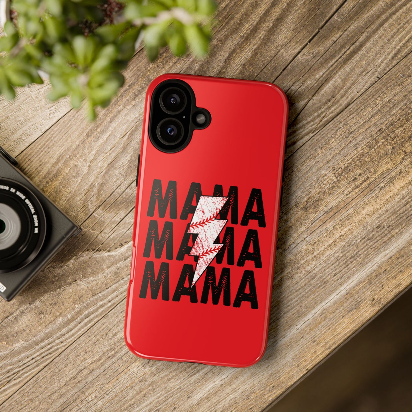 Baseball Mama Lightning Phone Case - Bold Red Design for Moms, Gift for Mother's Day, Birthday, Sports Fans, Tough and Stylish