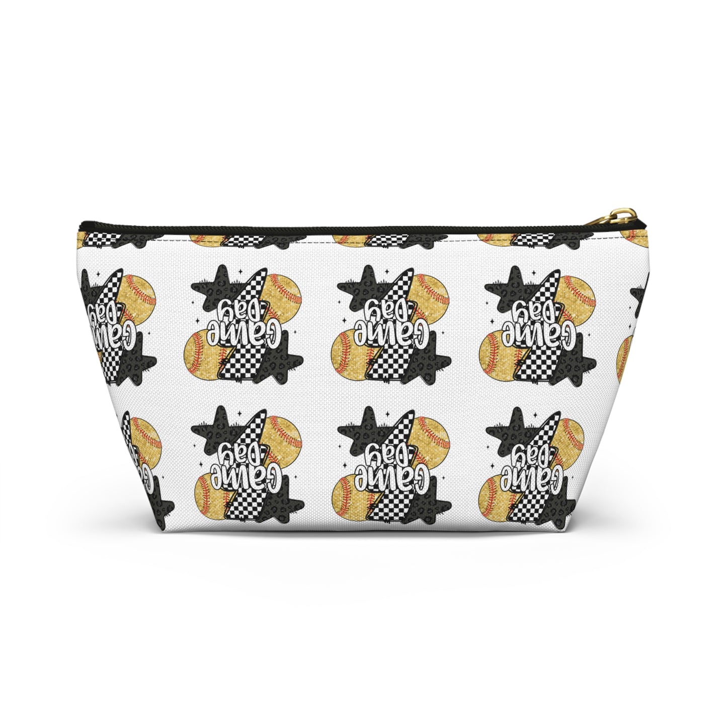Game Day Accessory Pouch — Sports Ball Pattern Makeup & Travel Zipper Bag