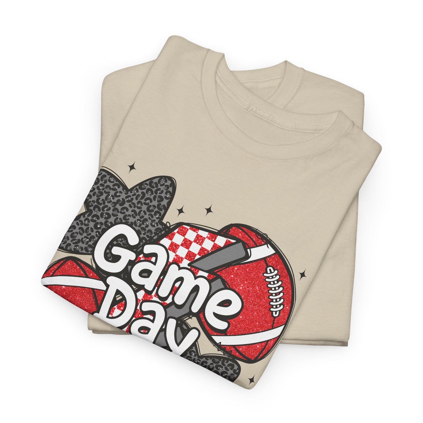 Red & Black Game Day Unisex Heavy Cotton Tee, Sports Shirt, Casual Tee, Gift for Him/Her, Athletic Apparel, Game Day Outfit