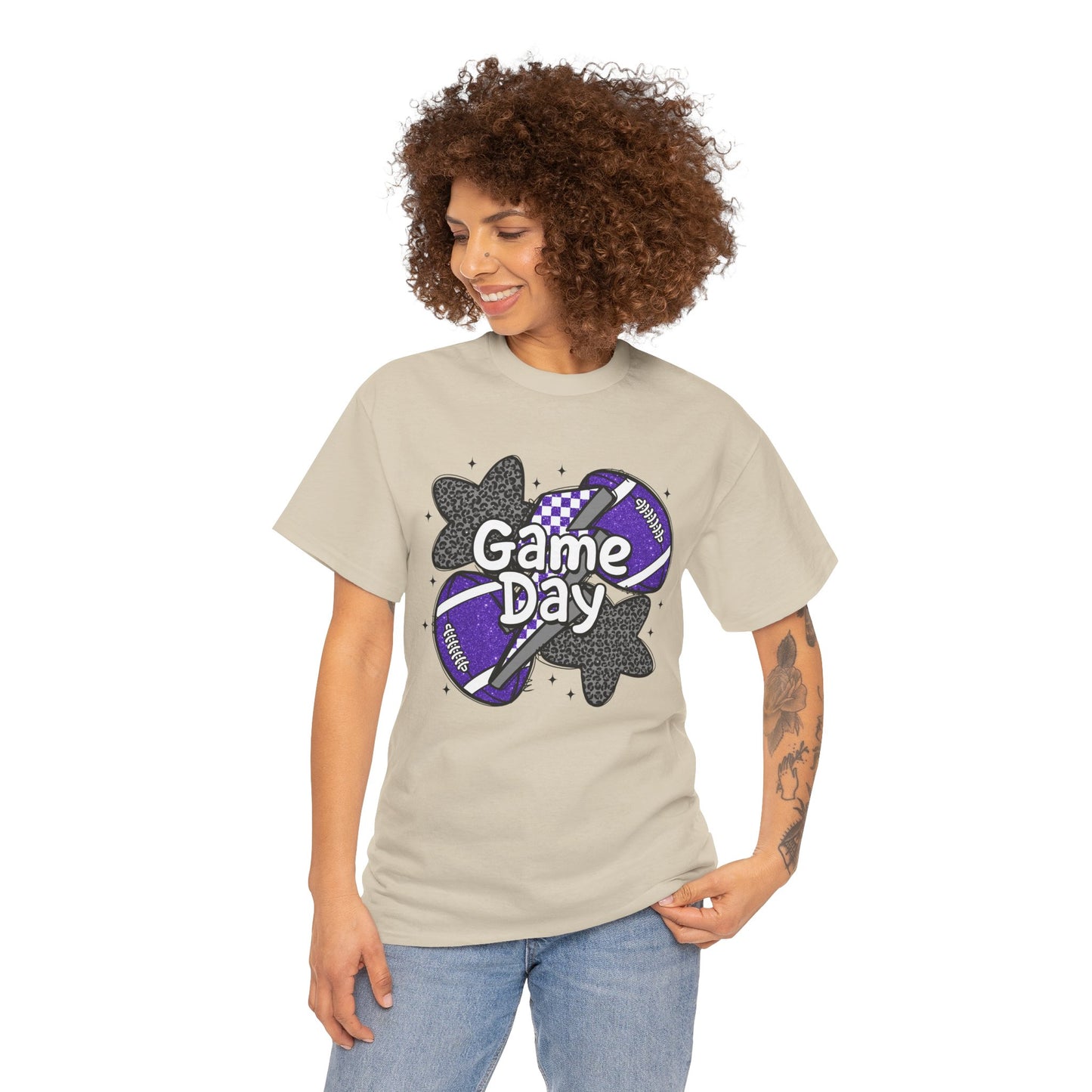 Football Game Day Tee Purple & Black