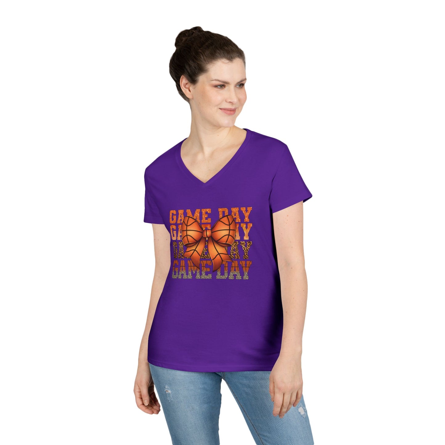 V-Neck T-Shirt Basketball Mom Game Day Shirt