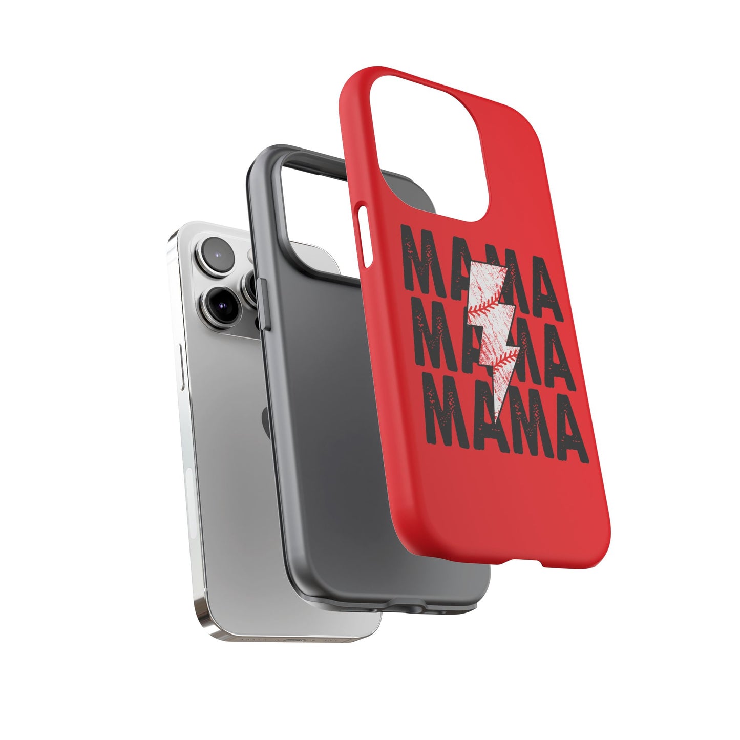 Baseball Mama Lightning Phone Case - Bold Red Design for Moms, Gift for Mother's Day, Birthday, Sports Fans, Tough and Stylish