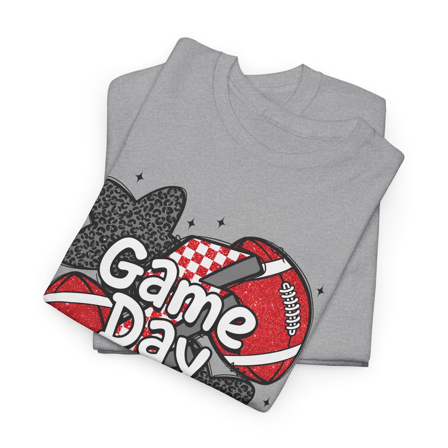 Red & Black Game Day Unisex Heavy Cotton Tee, Sports Shirt, Casual Tee, Gift for Him/Her, Athletic Apparel, Game Day Outfit
