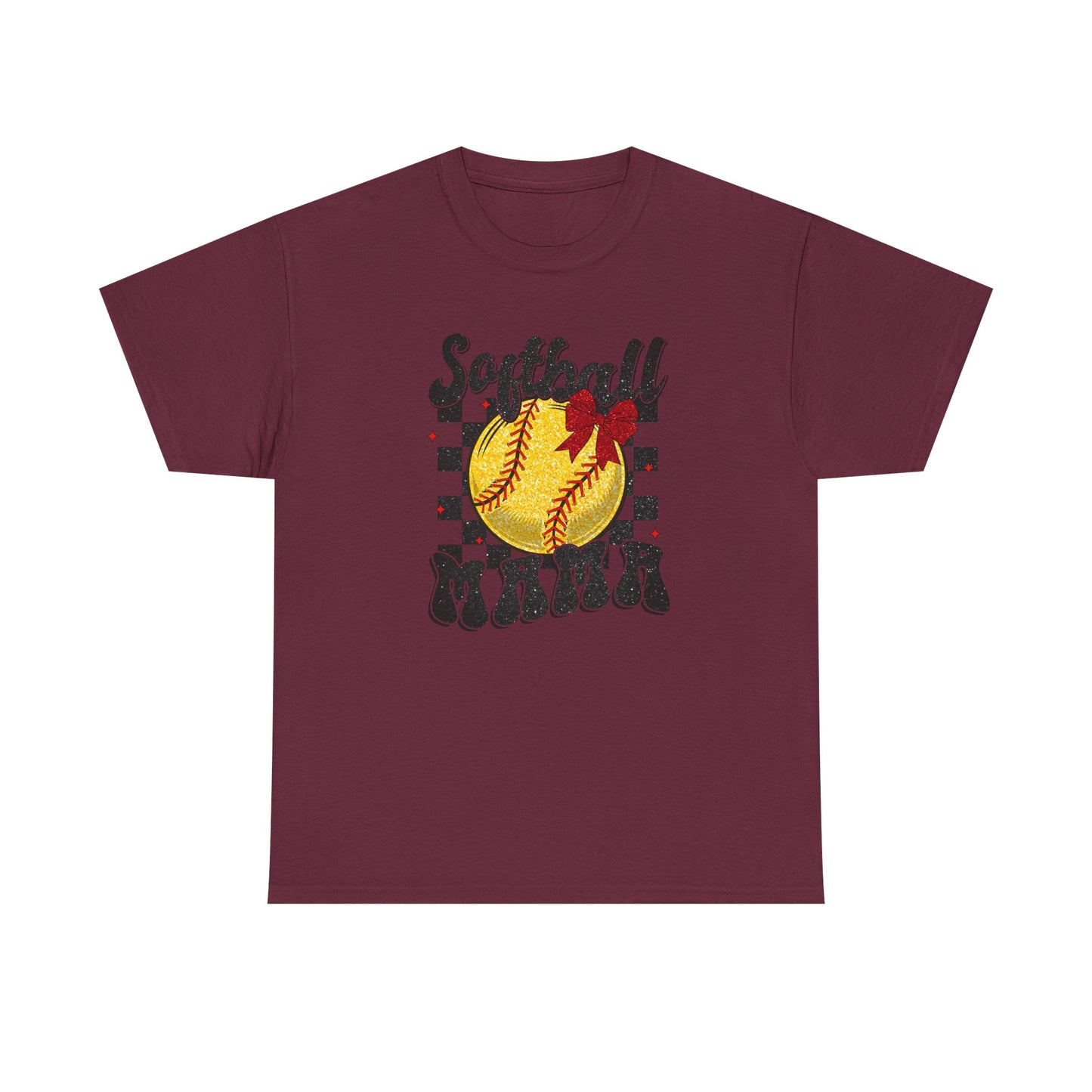 Softball Mama T-Shirt — Retro Checkered Softball Mom Tee