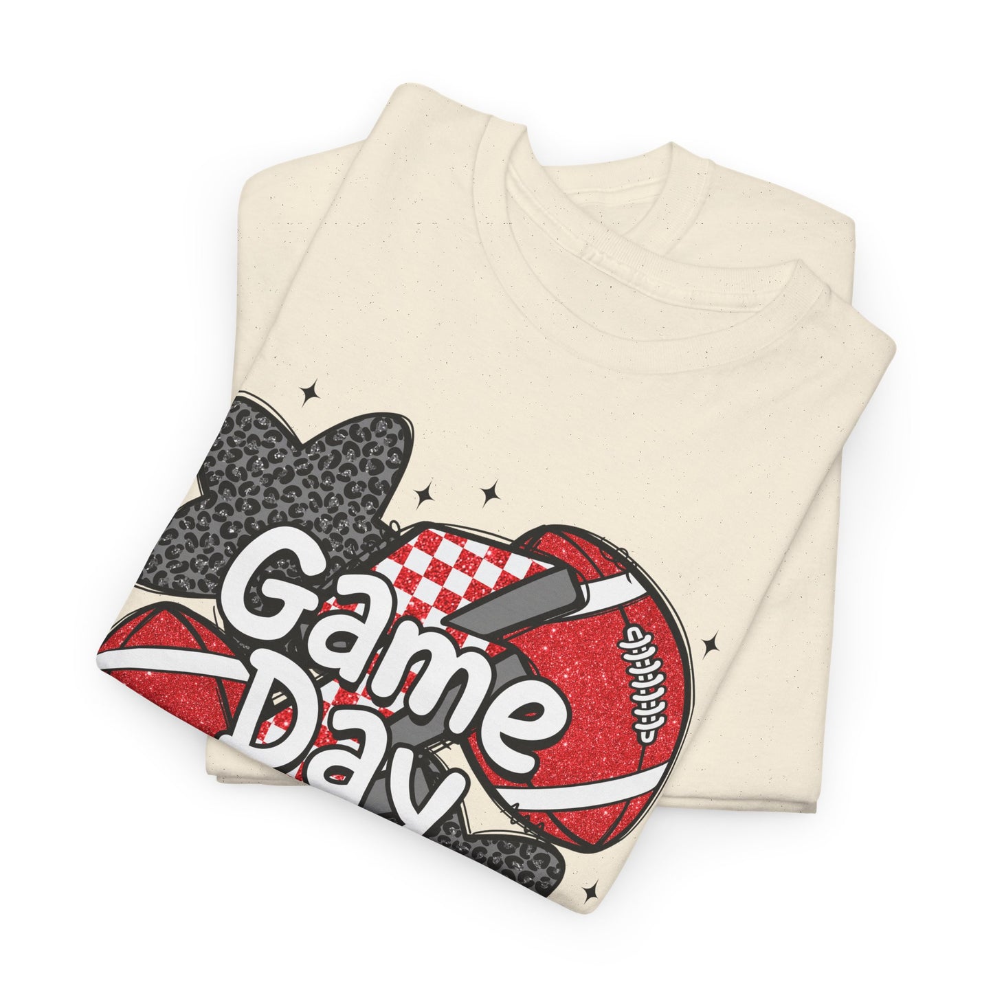 Red & Black Game Day Unisex Heavy Cotton Tee, Sports Shirt, Casual Tee, Gift for Him/Her, Athletic Apparel, Game Day Outfit