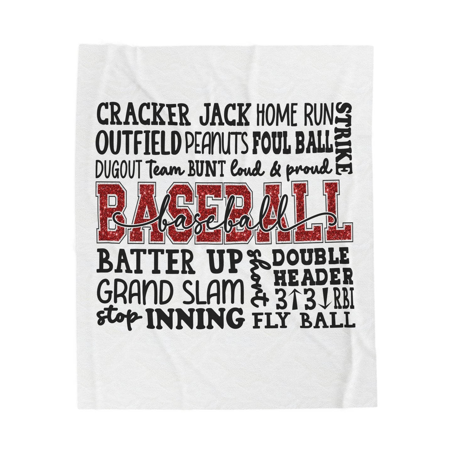 Baseball Word-Art Velveteen Plush Blanket — Cozy Sports Throw for Fans