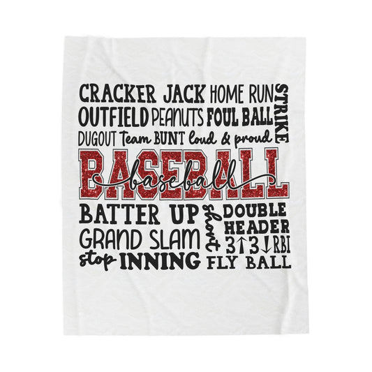 Baseball Word-Art Velveteen Plush Blanket — Cozy Sports Throw for Fans