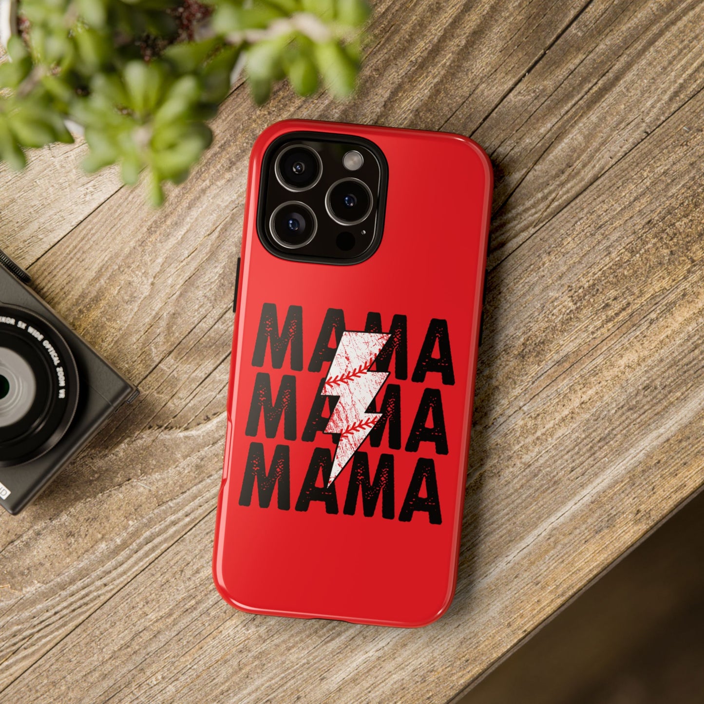 Baseball Mama Lightning Phone Case - Bold Red Design for Moms, Gift for Mother's Day, Birthday, Sports Fans, Tough and Stylish