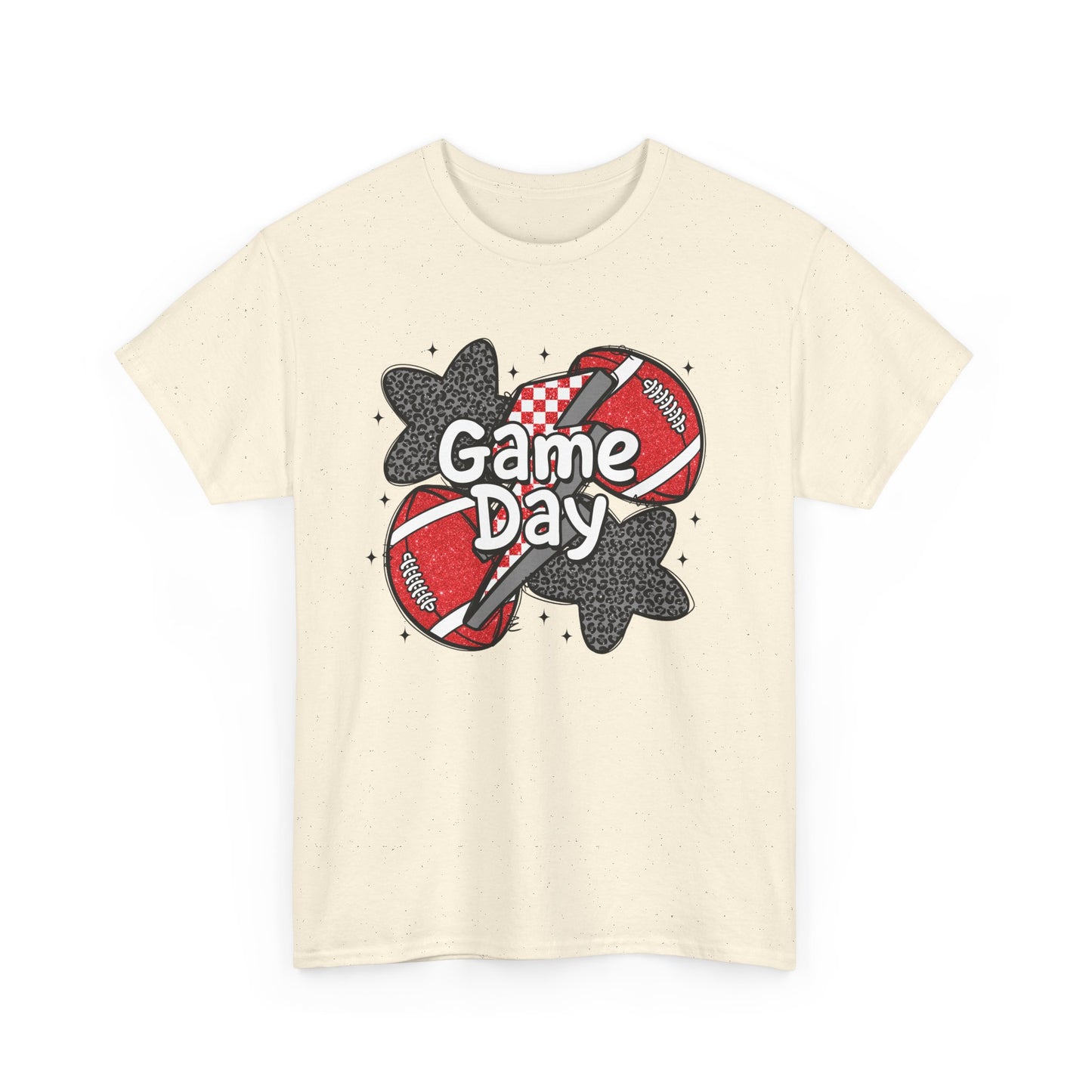 Red & Black Game Day Unisex Heavy Cotton Tee, Sports Shirt, Casual Tee, Gift for Him/Her, Athletic Apparel, Game Day Outfit