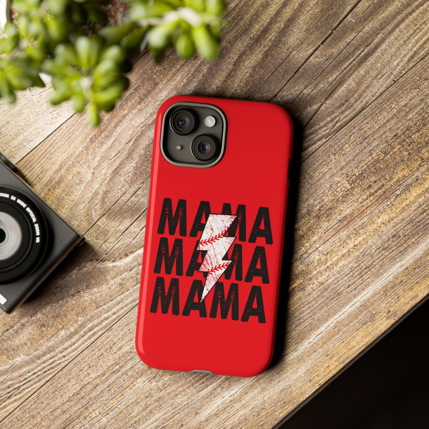 Baseball Mama Lightning Phone Case - Bold Red Design for Moms, Gift for Mother's Day, Birthday, Sports Fans, Tough and Stylish