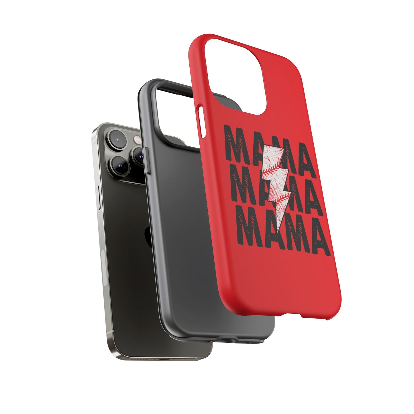 Baseball Mama Lightning Phone Case - Bold Red Design for Moms, Gift for Mother's Day, Birthday, Sports Fans, Tough and Stylish
