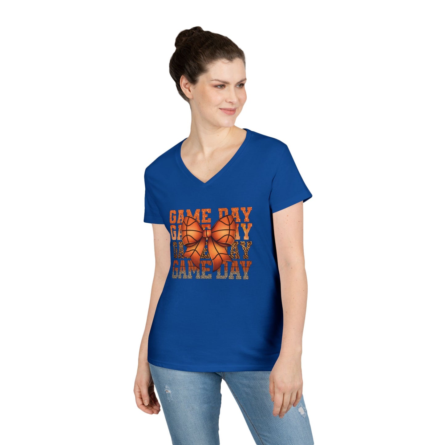 V-Neck T-Shirt Basketball Mom Game Day Shirt