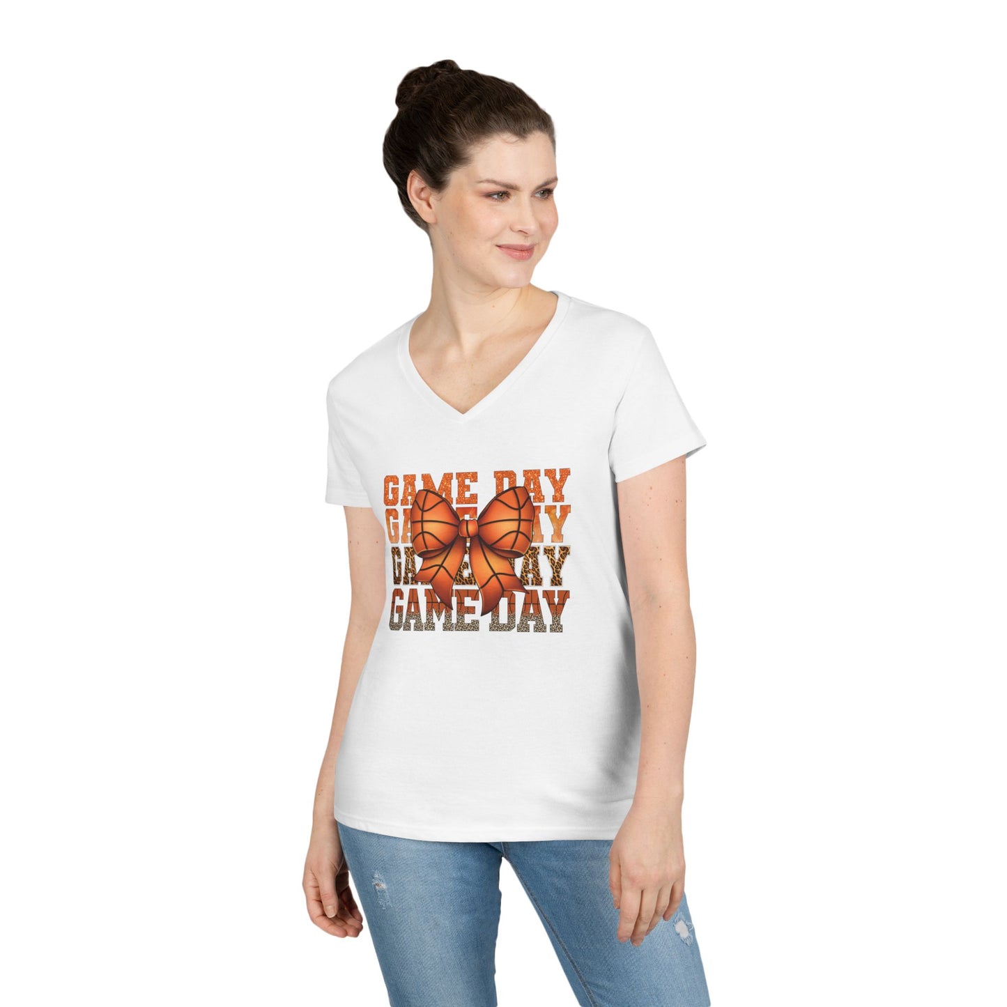 V-Neck T-Shirt Basketball Mom Game Day Shirt