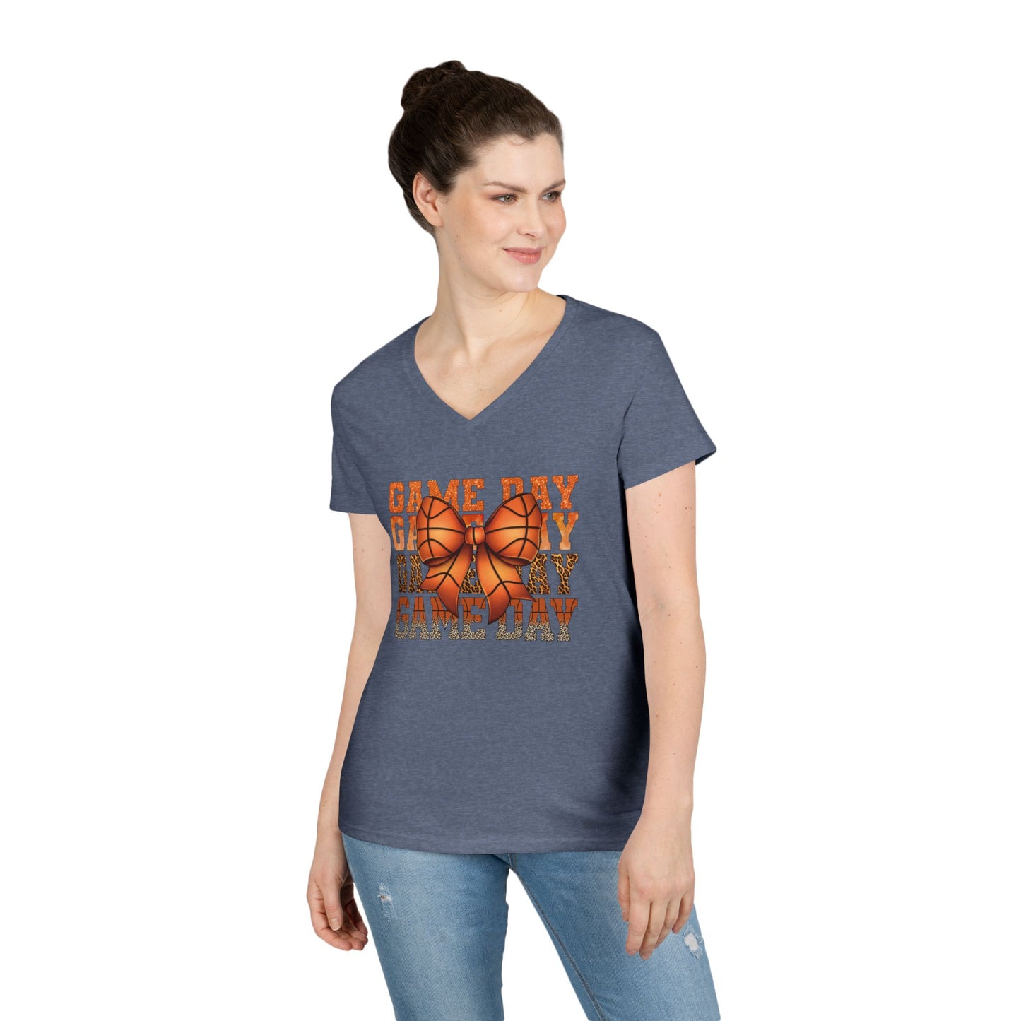 V-Neck T-Shirt Basketball Mom Game Day Shirt