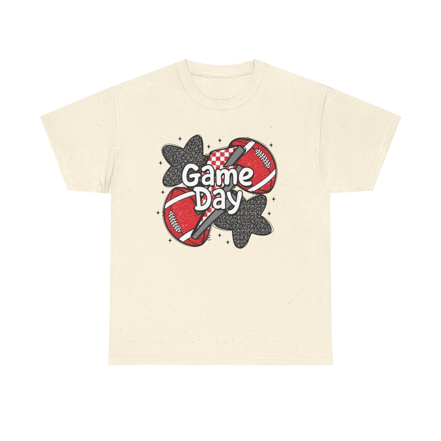 Red & Black Game Day Unisex Heavy Cotton Tee, Sports Shirt, Casual Tee, Gift for Him/Her, Athletic Apparel, Game Day Outfit