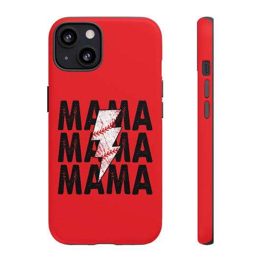Baseball Mama Lightning Phone Case - Bold Red Design for Moms, Gift for Mother's Day, Birthday, Sports Fans, Tough and Stylish