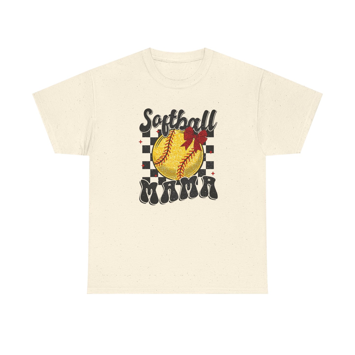 Softball Mama T-Shirt — Retro Checkered Softball Mom Tee