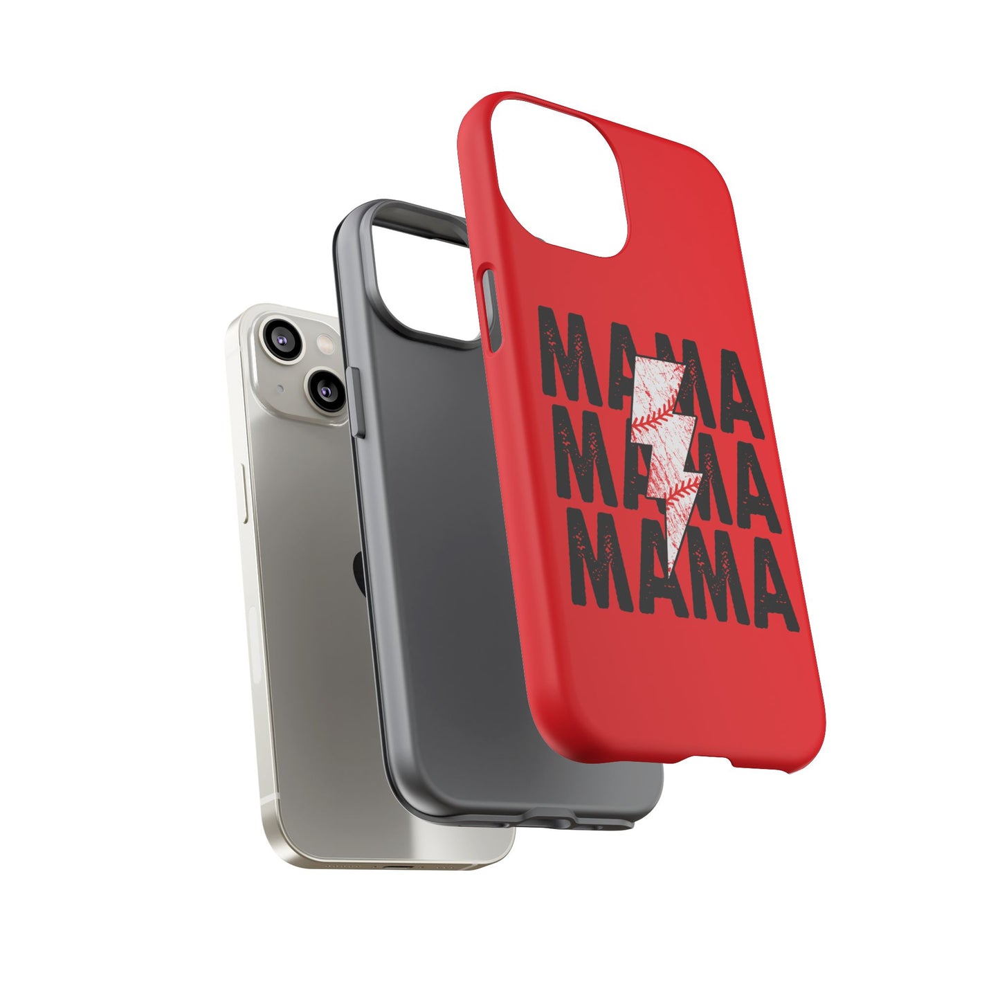 Baseball Mama Lightning Phone Case - Bold Red Design for Moms, Gift for Mother's Day, Birthday, Sports Fans, Tough and Stylish