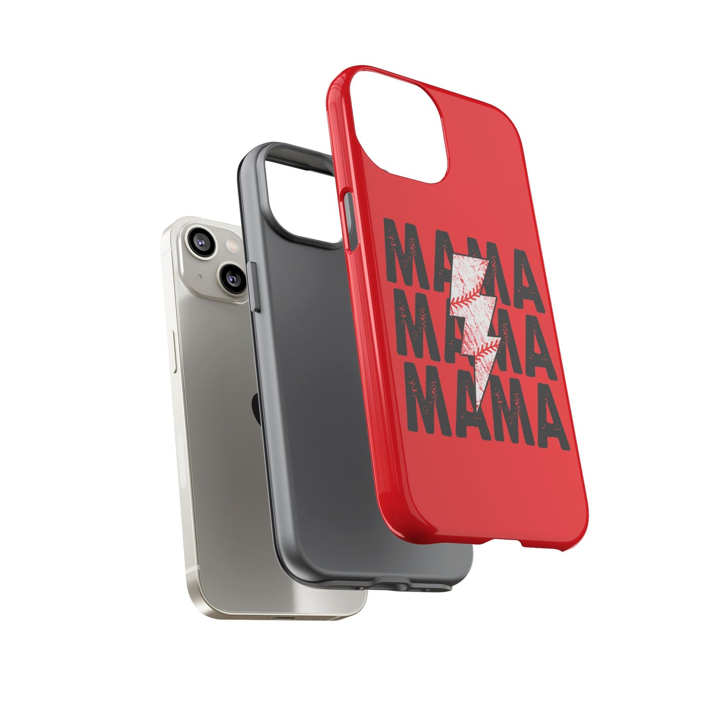 Baseball Mama Lightning Phone Case - Bold Red Design for Moms, Gift for Mother's Day, Birthday, Sports Fans, Tough and Stylish