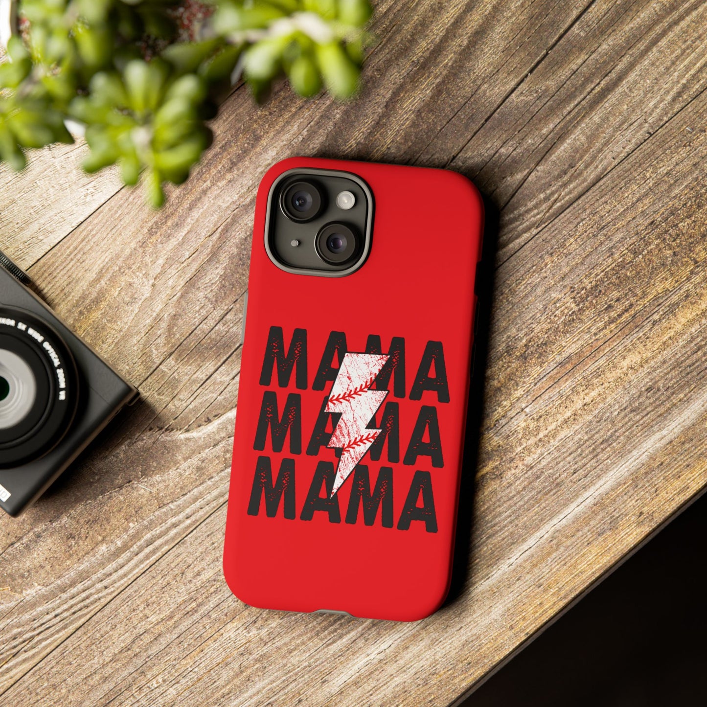 Baseball Mama Lightning Phone Case - Bold Red Design for Moms, Gift for Mother's Day, Birthday, Sports Fans, Tough and Stylish