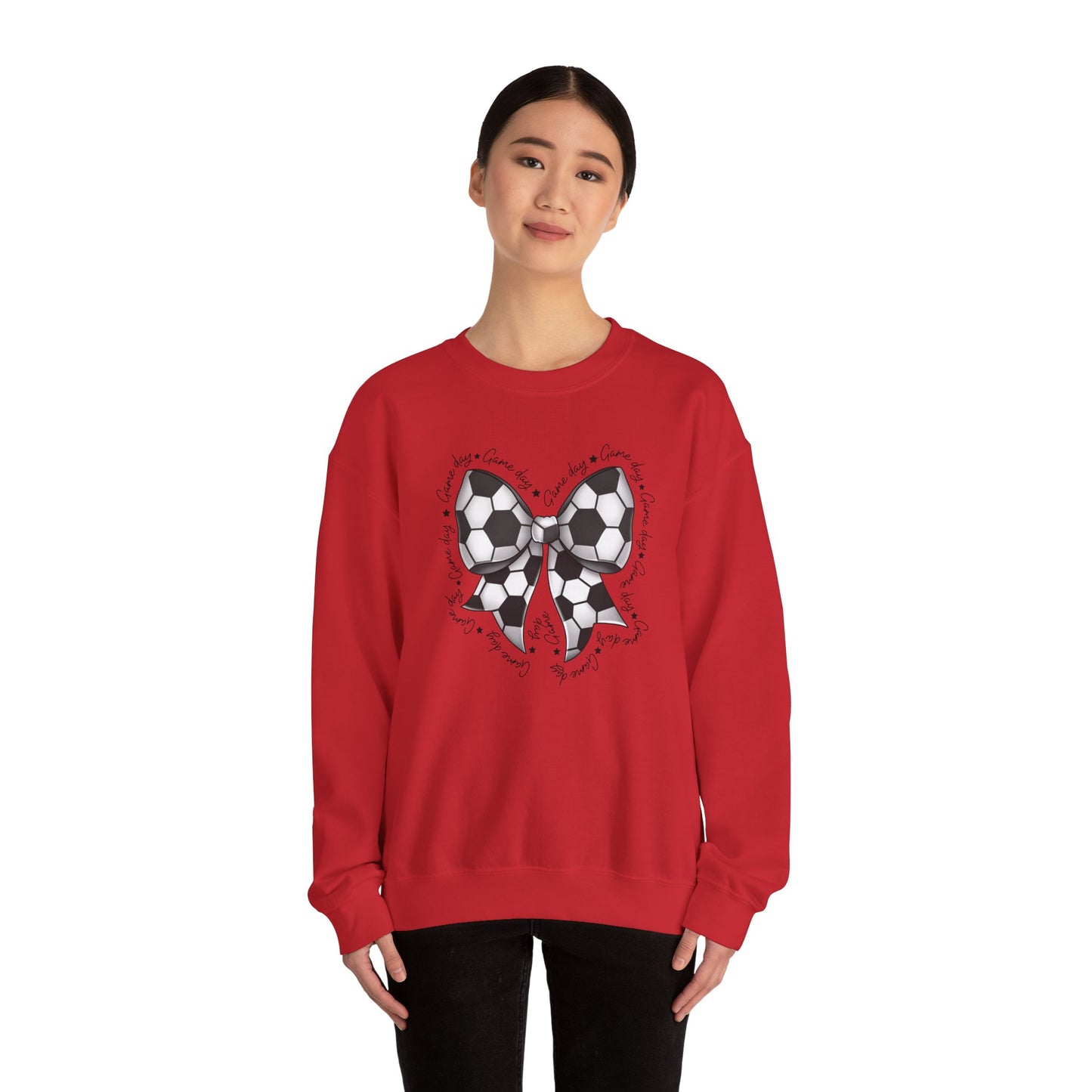 Soccer Bow Crewneck Sweatshirt — Cute Soccer Ball Bow Graphic