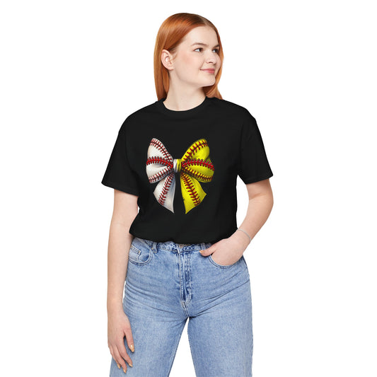 Baseball Softball Bow T-Shirt – Cute Coach Mom Fan Tee