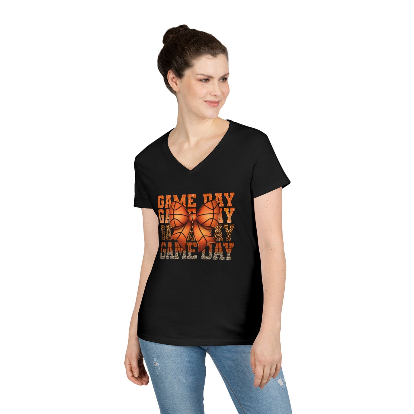 V-Neck T-Shirt Basketball Mom Game Day Shirt