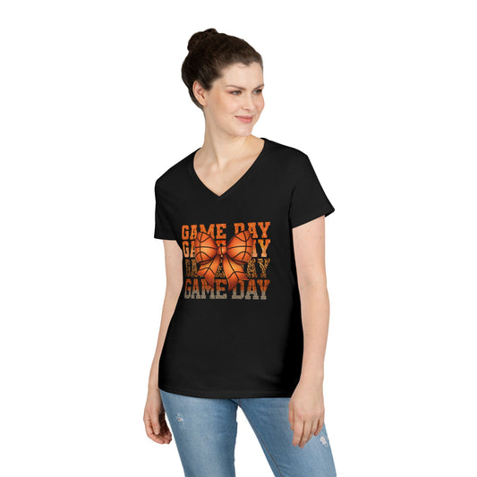 V-Neck T-Shirt Basketball Mom Game Day Shirt