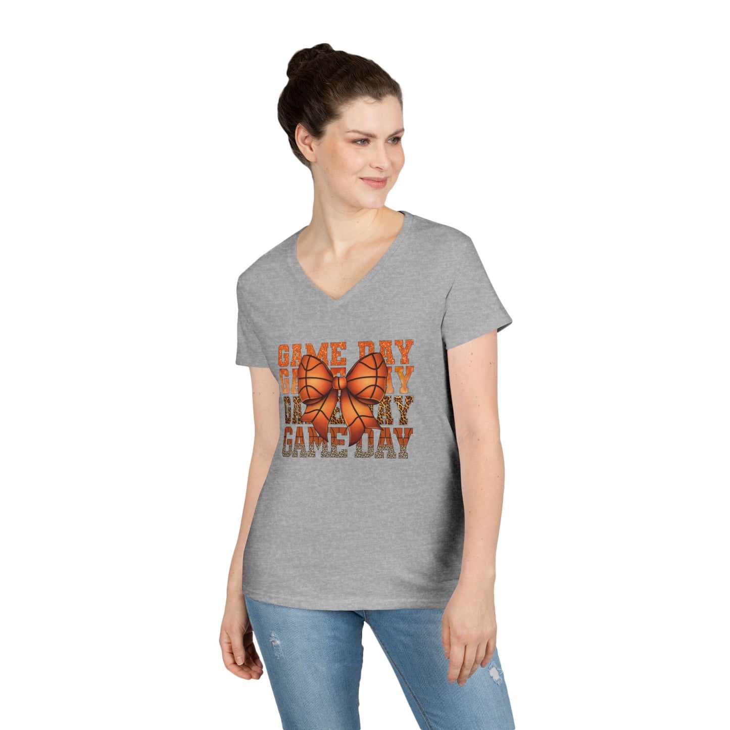 V-Neck T-Shirt Basketball Mom Game Day Shirt