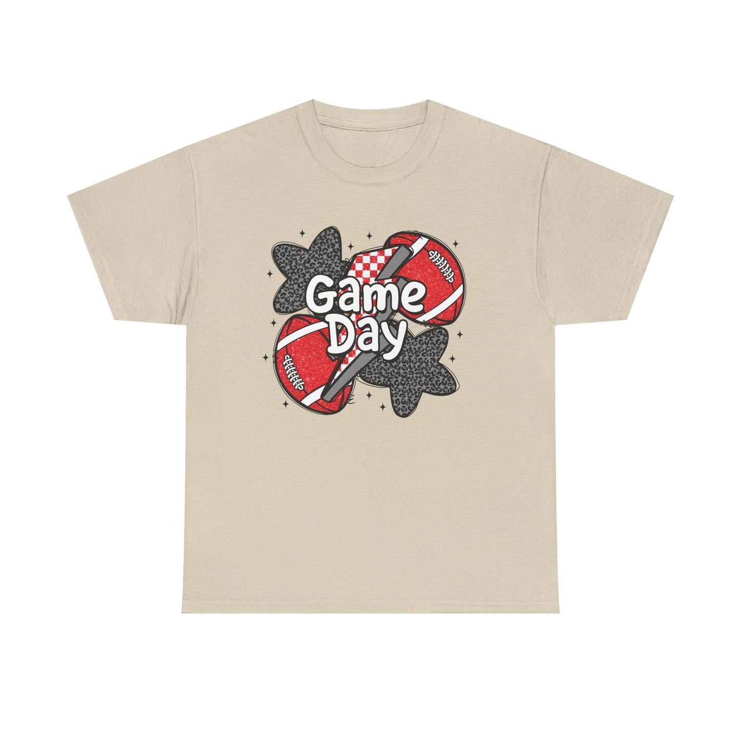 Red & Black Game Day Unisex Heavy Cotton Tee, Sports Shirt, Casual Tee, Gift for Him/Her, Athletic Apparel, Game Day Outfit
