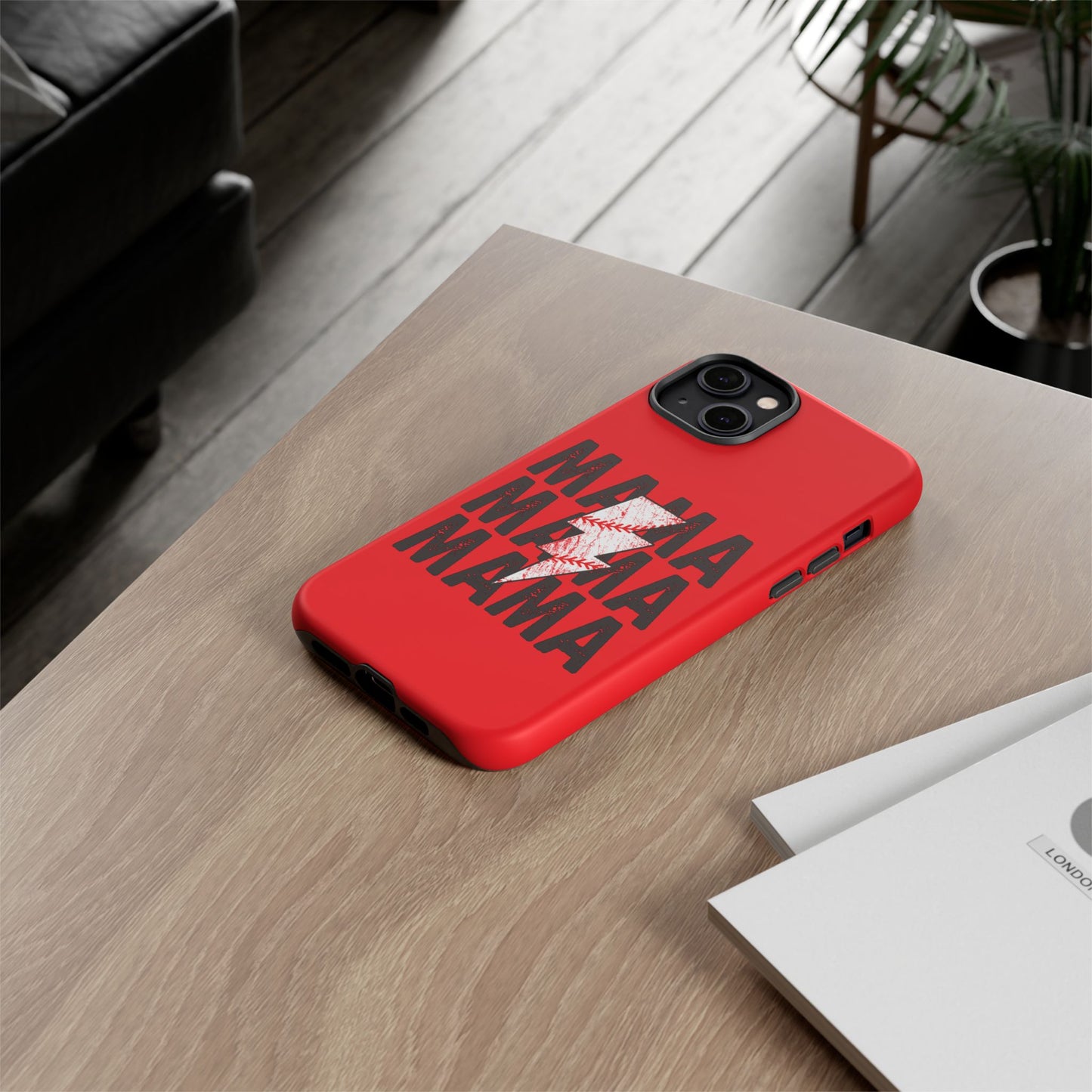 Baseball Mama Lightning Phone Case - Bold Red Design for Moms, Gift for Mother's Day, Birthday, Sports Fans, Tough and Stylish