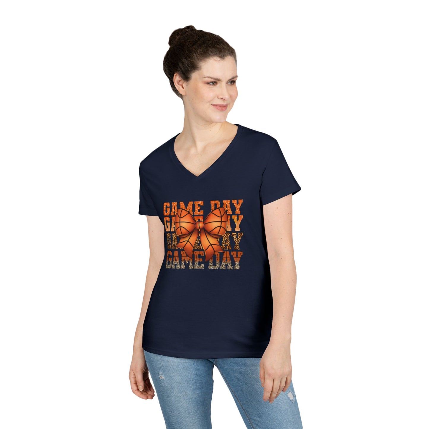 V-Neck T-Shirt Basketball Mom Game Day Shirt