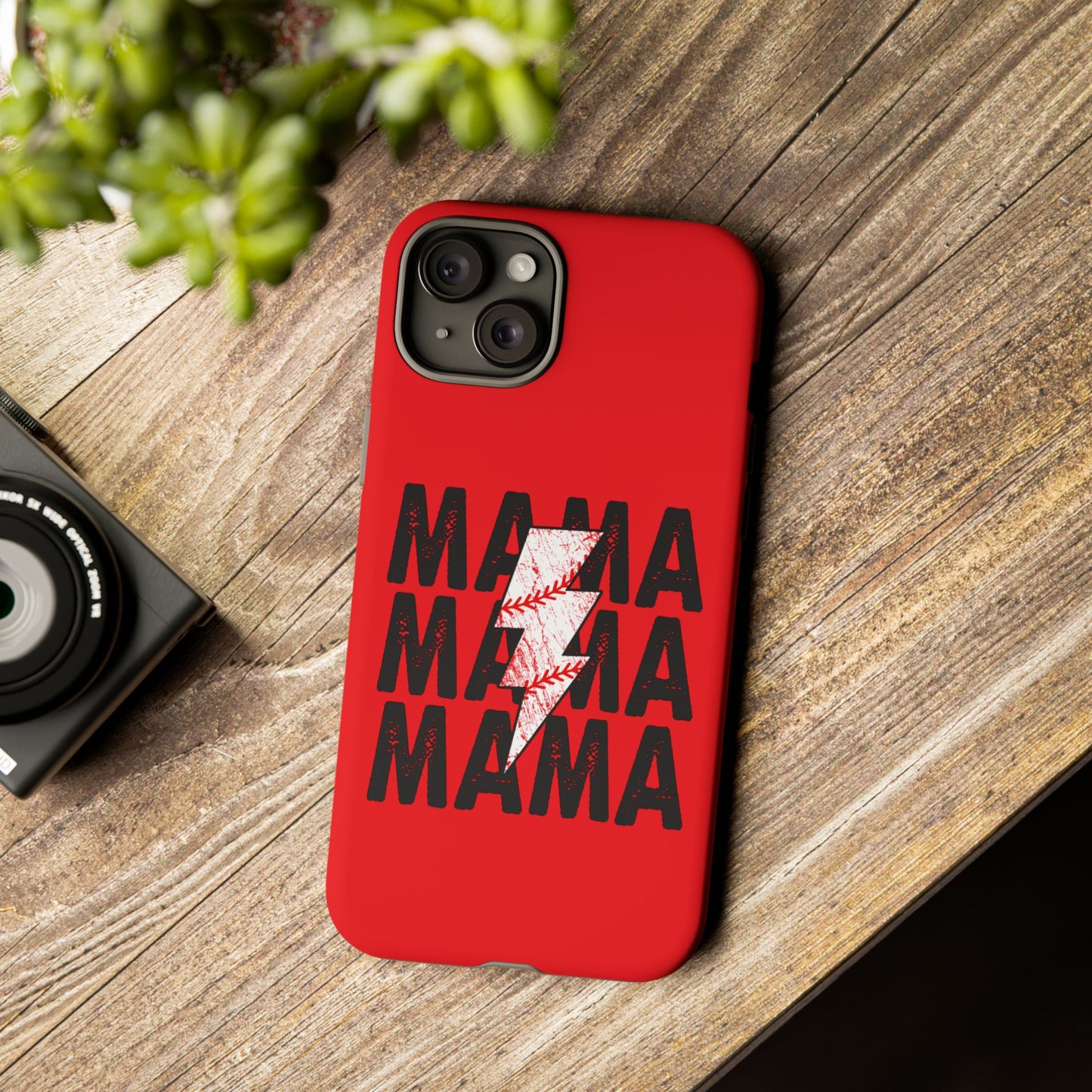 Baseball Mama Lightning Phone Case - Bold Red Design for Moms, Gift for Mother's Day, Birthday, Sports Fans, Tough and Stylish