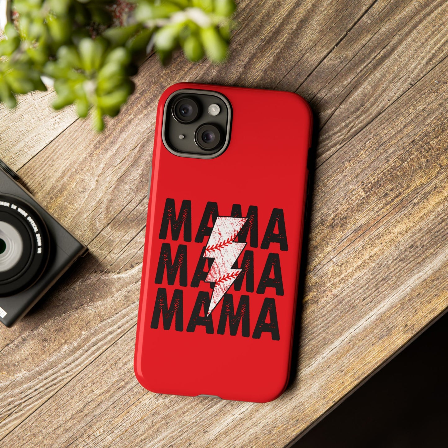 Baseball Mama Lightning Phone Case - Bold Red Design for Moms, Gift for Mother's Day, Birthday, Sports Fans, Tough and Stylish