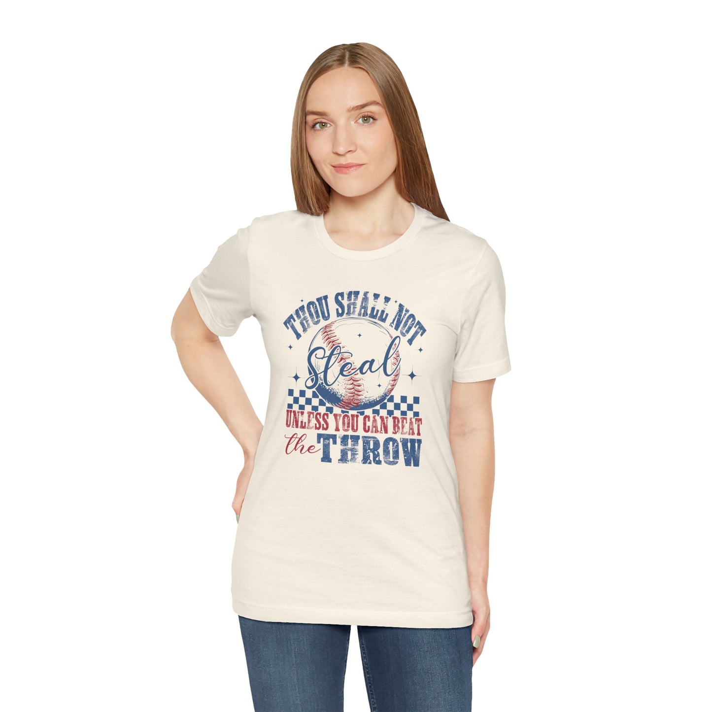 Baseball Tee — "Thou Shall Not Steal Unless You Can Beat the Throw" Vintage Baseball T‑Shirt