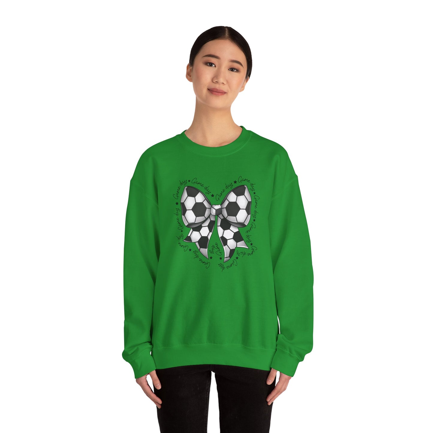 Soccer Bow Crewneck Sweatshirt — Cute Soccer Ball Bow Graphic